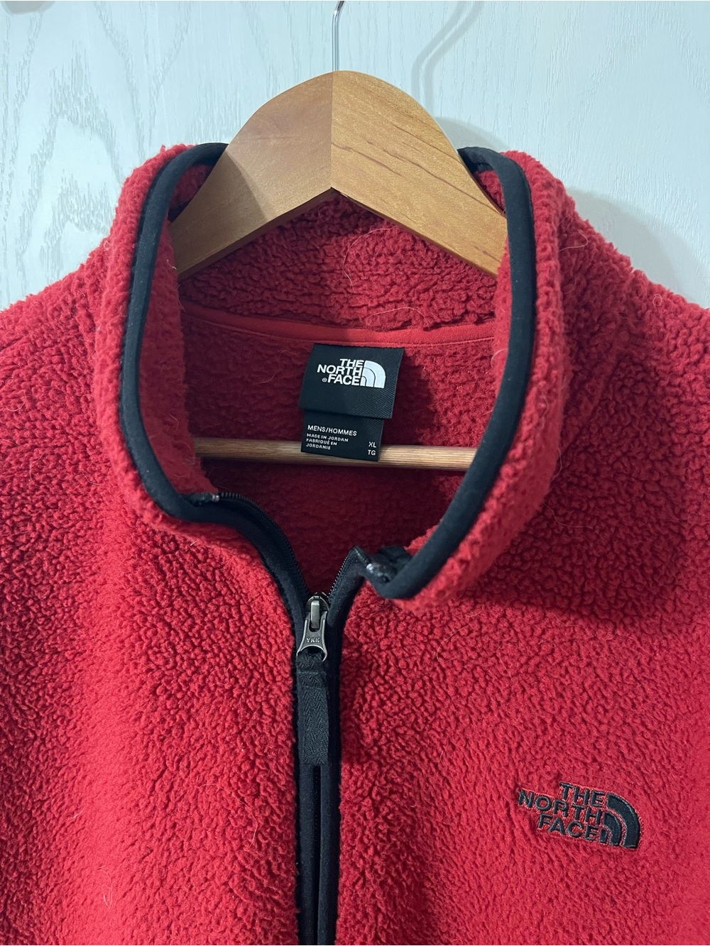 The North Face Red Sherpa Fleece Jacket with Black Trim